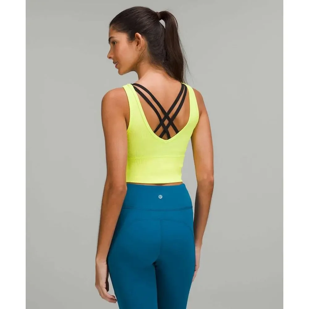 Lululemon Power Pivot Ribbed Reversible Tank Top Electric Lemon 4 - Picture 2 of 8